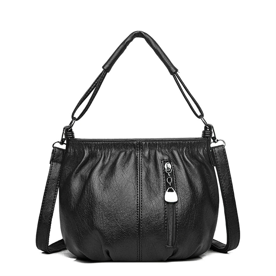 Bolsa de couro com pregas chique - Innovoda