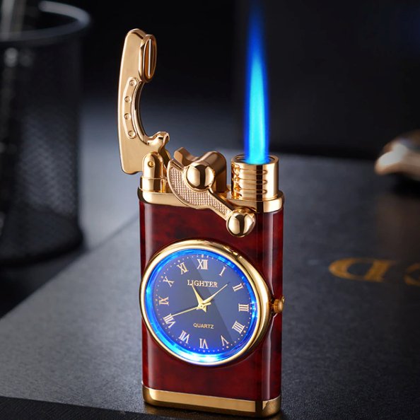 Isqueiro metálico com relógio (recarregável) - Innovoda